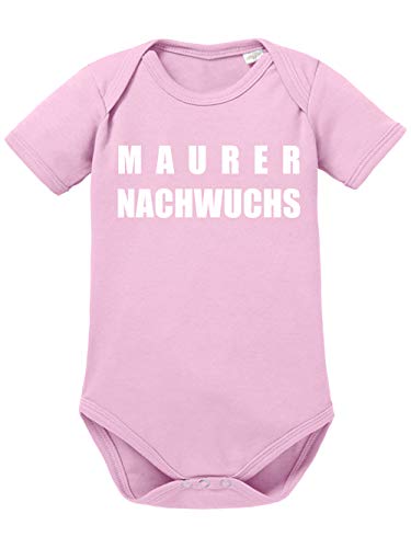 clothinx Maurer Nachwuchs Lustiges Geschenk zur Geburt Baby Body Bio Hellrosa Gr. 68 von clothinx