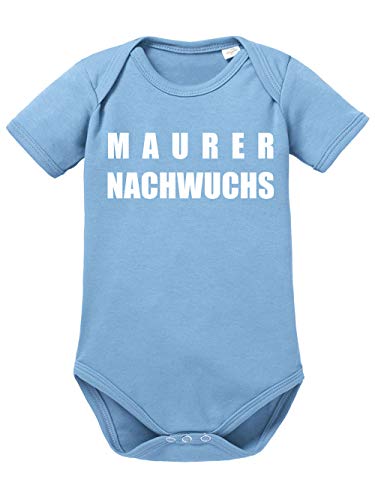 clothinx Maurer Nachwuchs Lustiges Geschenk zur Geburt Baby Body Bio Himmelblau Gr. 50-56 von clothinx