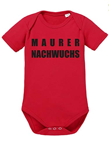 clothinx Maurer Nachwuchs Lustiges Geschenk zur Geburt Baby Body Bio Rot Gr. 68 von clothinx