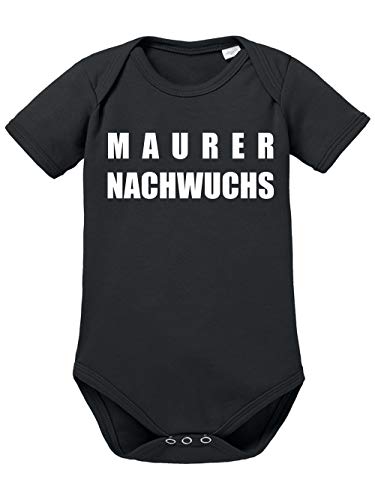 clothinx Maurer Nachwuchs Lustiges Geschenk zur Geburt Baby Body Bio Schwarz Gr. 68 von clothinx