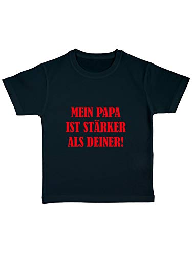 clothinx Mein Papa ist stärker als Deiner! Die besondere Geschenkidee Kinder Bio T-Shirt Schwarz Gr. 116 von clothinx