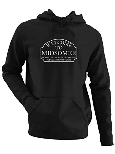 clothinx Midsomer Inspector - Welcome to Midsomer - Highest Crime Rate in England - Population Unsteady - The Home of Inspector Barnaby Herren Kapuzen-Pullover Schwarz Gr. XL von clothinx