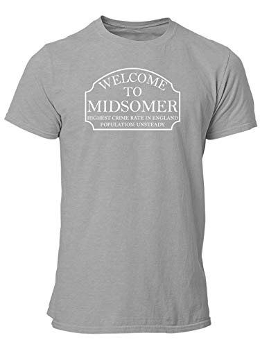 clothinx Midsomer Inspector - Welcome to Midsomer - Highest Crime Rate in England - Population Unsteady - The Home of Inspector Barnaby Herren T-Shirt Grau Gr. XL von clothinx