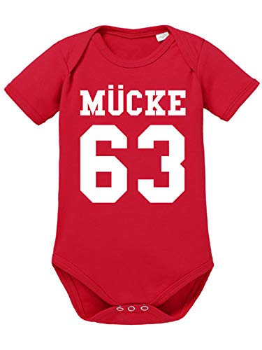clothinx Mücke 63 - Der Bulldozer - Mücke ist ein italienischer Fischer und ehemaliger American-Football-Profispieler - Kult Film-Design Baby-Body Bio Rot Gr. 68 von clothinx