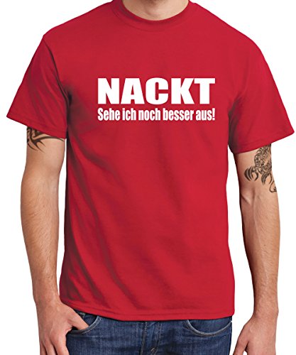 clothinx - Nackt Sehe ich noch Besser aus Boys T-Shirt Rot, Größe L von clothinx