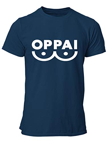 clothinx Oppai - Bedruckt mit dem Lieblingsmotiv des Anime Helden One Punch Man Saitama! - Japanisches Anime, Manga Motiv für alle Fans der Oppai Serie. Herren T-Shirt Navy Gr. 3XL von clothinx