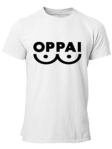 clothinx Oppai - Bedruckt mit dem Lieblingsmotiv des Anime Helden One Punch Man Saitama! - Japanisches Anime, Manga Motiv für alle Fans der Oppai Serie. Herren T-Shirt Weiß Gr. L von clothinx