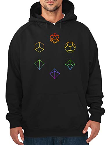 clothinx Pen and Paper Dice Set Rainbow Herren Kapuzenpullover Schwarz Gr. XL von clothinx