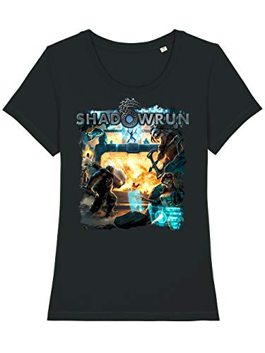 clothinx Shadowrun Assault Team | Lizenziertes Original-Design Passend Für Jeden Chummer Perfekt Für Die Nächste Pen and Paper Runde Hochwertig Bedruckt Damen T-Shirt Fit Bio und Fair Schwarz Gr. XXL von clothinx