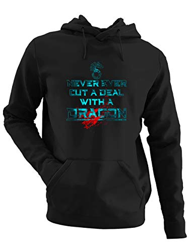 clothinx Shadowrun Never Deal with A Dragon | Lizenziertes Original-Design Passend Für Chummer und Die Nächste Pen and Paper Runde Hochwertig Bedruckt Herren Kapuzen-Pullover Schwarz Gr. L von clothinx