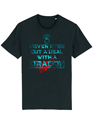 clothinx Shadowrun Never Deal with A Dragon | Lizenziertes Original-Design Passend Für Chummer und Die Nächste Pen and Paper Runde Hochwertig Bedruckt Herren T-Shirt Bio und Fair Schwarz Gr. XXL von clothinx