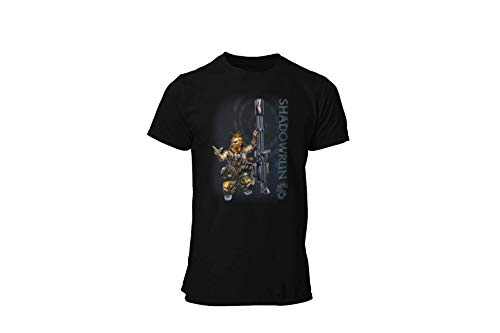 clothinx Shadowrun Zwergen Rigger | Lizenziertes Original-Design Passend Für Chummer und Perfekt Für Die Nächste Pen and Paper Runde Hochwertig Bedruckt Herren T-Shirt Schwarz Gr. 3XL von clothinx