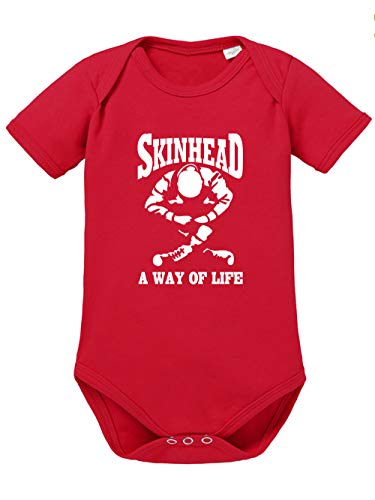 clothinx Skinhead - A Way of Life Bio und Fair Baby-Body Bio Rot Gr. 62-68 von clothinx