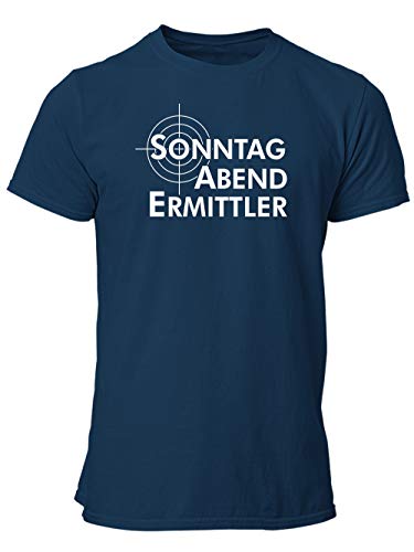 clothinx Sonntag Abend Ermittler | Passend zum Sonntagabend Krimi schauen und eine tolle Geschenkidee für alle Hobby Ermittler Herren T-Shirt Navy Gr. L von clothinx