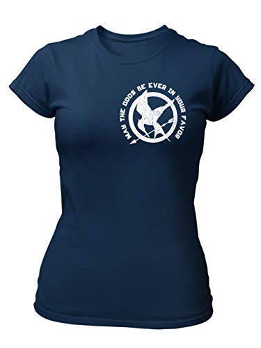 clothinx Spotttölpel May The Odds Be Ever In Your Favor | Vogel Design in Vintage-Optik für Leseratten und Filmfans Damen T-Shirt Fit Navy Gr. M von clothinx