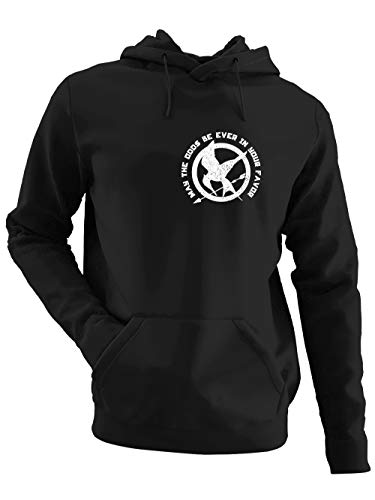 clothinx Spotttölpel May The Odds Be Ever In Your Favor | Vogel Design in Vintage-Optik für Leseratten und Filmfans Herren Kapuzen-Pullover Schwarz Gr. S von clothinx