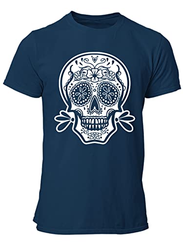 clothinx Sugar Skull Mono Männer T-Shirt Bio & Fair Navy Größe XXL von clothinx