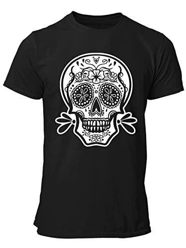 clothinx Sugar Skull Mono Männer T-Shirt Bio & Fair Schwarz Größe S von clothinx