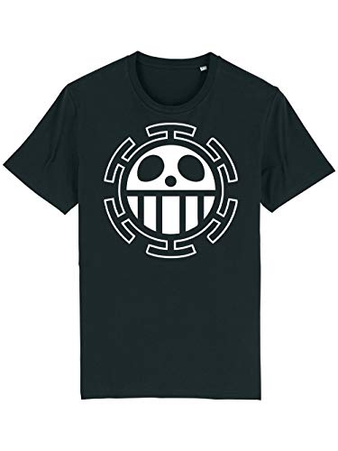 clothinx T. Law Piraten Anime und Manga Design | Crossbone Freibeuter Schädel | Perfekt für Cosplay Fans und die nächste Convention oder Messe Herren T-Shirt Bio und Fair Schwarz Gr. M von clothinx