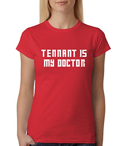 clothinx - Tennant is My Doctor Girls T-Shirt Rot, Größe XL von clothinx
