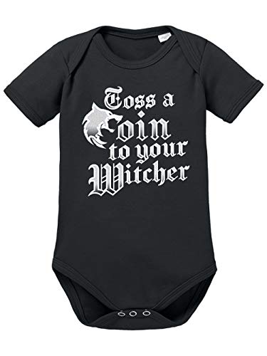 clothinx Toss A Coin To Your Witcher O‘ Valley Of Plenty | Barde Rittersporn Und Hexer Fan Design Für Gamer Und Bücher Fans | Passend Zur Lieblings-Serie Baby-Body Bio Schwarz Gr. 74-80 von clothinx
