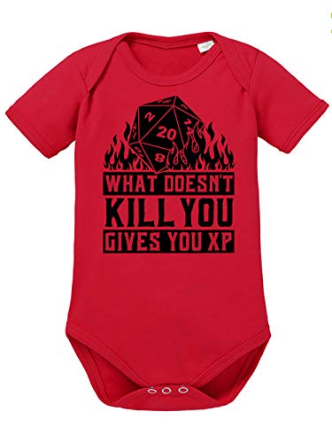 clothinx What Doesn't Kill You Gives You EXP Rollenspiel Pen and Paper Baby Body Bio Rot Gr. 62 von clothinx