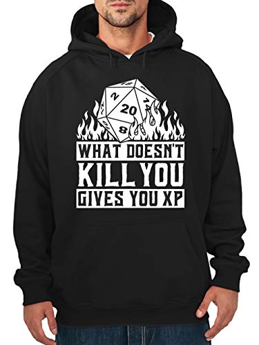 clothinx What Doesn't Kill You Gives You EXP Rollenspiel Pen and Paper Herren Kapuzenpullover Schwarz Gr. 3XL von clothinx