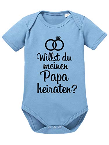 clothinx Willst Du Meinen Papa heiraten? | Schönes Geschenk für den Antrag an den Partner | Qualitativ Hochwertig Bedruckt | 100% Bio-Baumwoll Baby-Body Bio Himmelblau Gr. 62 von clothinx