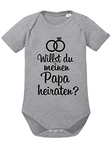 clothinx Willst Du Meinen Papa heiraten? | Schönes Geschenk für den Antrag an den Partner | Qualitativ Hochwertig Bedruckt | 100% Bio-Baumwoll Baby-Body Bio Sports Grey Gr. 68 von clothinx