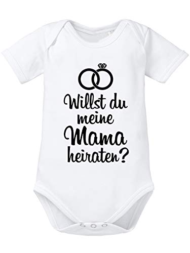clothinx Willst du Meine Mama heiraten | Schönes Geschenk für den Antrag an die Partnerin | Qualitativ Hochwertig Bedruckt | 100% Bio-Baumwoll Baby-Body Bio Weiß Gr. 74-80 von clothinx