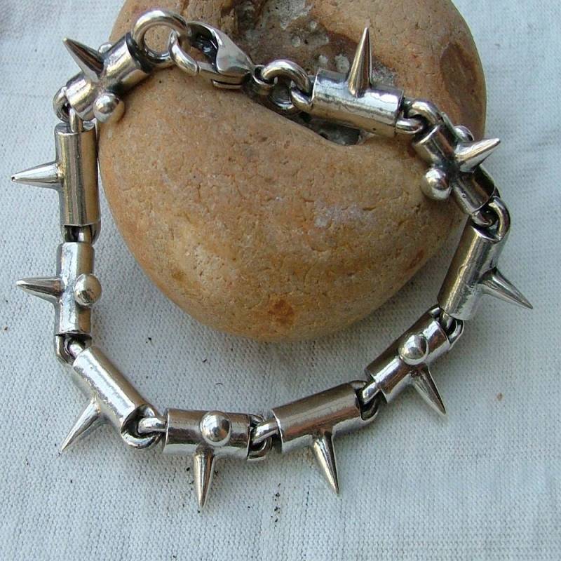 925 Silber Spike Armband Für Den Anspruchsvollen Rock Punk Biker von clydekirton