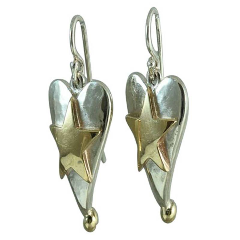 Mixed Metal Herz Und Fünfzackige Stern Tropfen Ohrringe von clydekirton