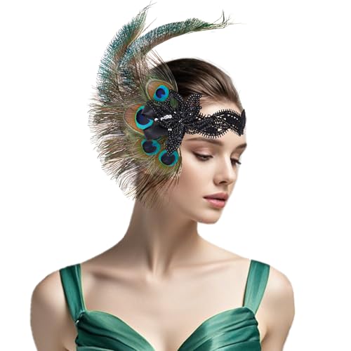 cnomg 1920er Jahre Flapper Feder Stirnband Vintage Pfauenfeder Kopfschmuck Great Gatsby Feder Haarschmuck für Frauen Mädchen Gatsby Themen Party Dekoration cnomg 1920er Jahre Flapper Feder Stirnband Vintage Pfauenfeder Kopfschmuck Great Gatsby Feder Haarschmuck für Frauen Mädchen Gatsby Themen Party Dekoration von cnomg