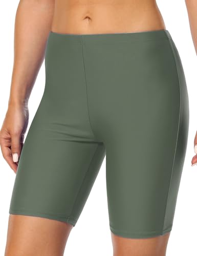 coastal rose Damen Badeshorts Badehose UV UPF 50+ Boardshorts Hohe Taille Bikinihose - Grün - 42 von coastal rose