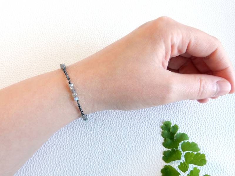 Armband Mit Labradorit-Edelsteinen | Sterlingsilberoxid Armband Mit Labradorit-Edelsteinen | Sterlingsilberoxid von cobaltcorundum