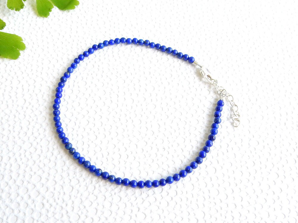 Lapislazuli-Armband Mit Verschluss Aus Sterlingsilber Und Verlängerungskette Lapislazuli-Armband Mit Verschluss Aus Sterlingsilber Und Verlängerungskette von cobaltcorundum