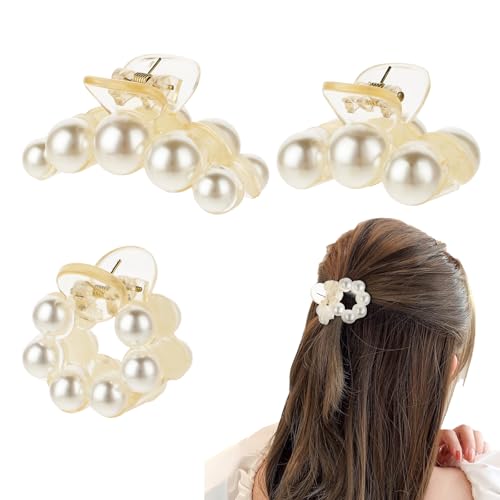 cobee 3 Stück Haarklammern Perlen, Mini Haarspangen Kristall Klauenklammer für Frauen und Mädchen Styling-Werkzeuge für Täglich Party Hochzeit von Cobee