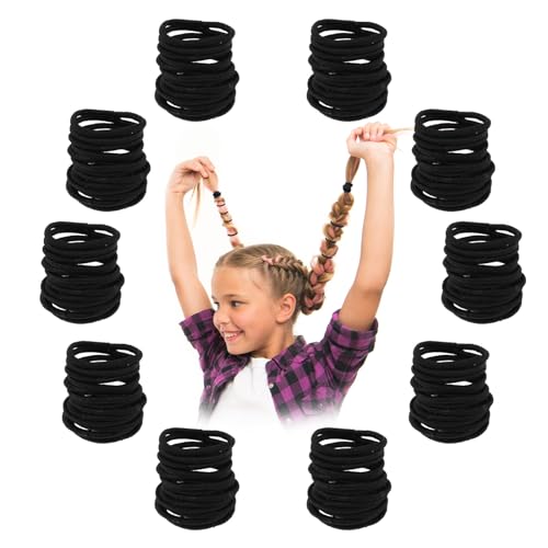 cobee 300 Stück elastische Haargummis, kleine Mini Haarbänder für Mädchen keine Schäden Pferdeschwanzhalter Haargummis Haarschmuck für Frauen lockiges dickes dünnes Haar (Schwarz) von Cobee
