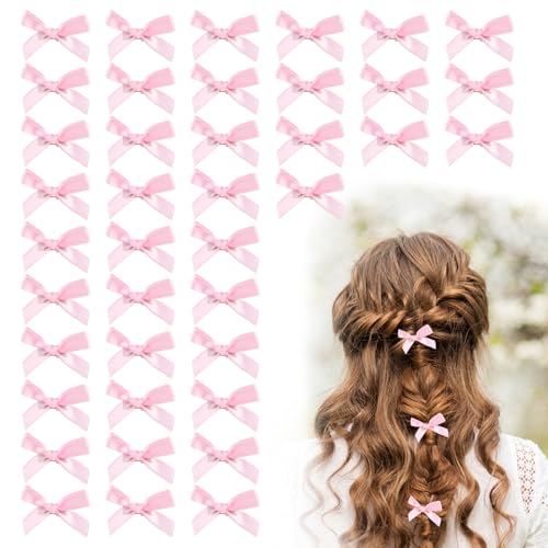 cobee 40 Stück Mini Schleifen Haarspangen, Mini Haarschleifen für Damen Mädchen Haarschmuck Haarspangen Kleine Haarclips Haar Accessoires Haarspange Schleife Damen Klein(Rosa) von Cobee