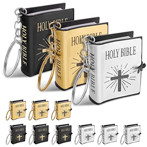 cobee Mini Bibel Anhänger, 12 Stück Mini Bibel Schlüsselanhänger Religiöse Jesus Schlüsselanhänger Kleine Bibel Schlüsselanhänger Souvenir Christliches Geschenk für Taufe von cobee