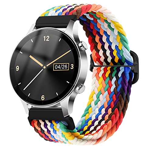 cobee Dehnbares Nylonband, geflochtenes Sport Elastikband Ersatzarmbänder weiches Gummiband Solo Loop Armband für Uhren und Smartwatches (Regenbogenfarbe, 22 mm) von cobee