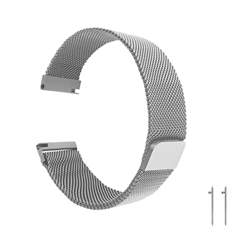 cobee Gewebtes Schnellverschluss-Uhrenarmband aus Mesh, Magnetisches Uhrenarmband aus Metall, Verstellbare Ersatzbänder aus Edelstahl mit Magnetverschluss, Armbänder für Männer Frauen(20 mm, Silber) von cobee