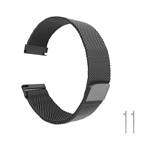 cobee Gewebtes Schnellverschluss-Uhrenarmband aus Mesh, Magnetisches Uhrenarmband aus Metall, Verstellbare Ersatzbänder aus Edelstahl mit Magnetverschluss, Armbänder für Männer Frauen (22 mm, Schwarz) von cobee