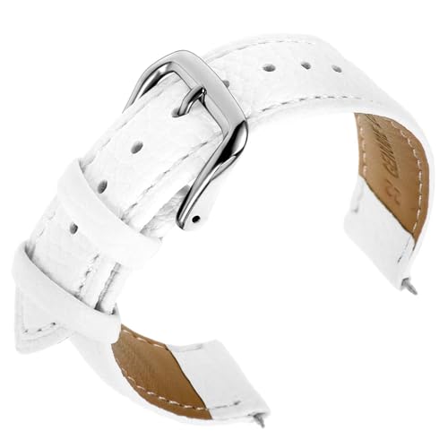 Cobee Leder Uhrenarmbänder, strukturiertes gepolstertes Vintage Uhrenarmband mit Edelstahl Schließe Schnellverschluss Ersatzarmband aus weichem Rindsleder mit Federwerkzeug(Weiß,22mm) von Cobee