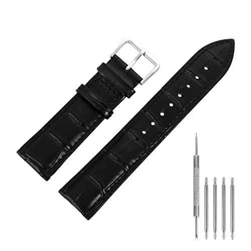 cobee 22 mm Leder-Uhrenarmbänder, weich, schwarz, Alligator-Prägung, Ersatz-Uhrenarmband für Damen und Herren, Smartwatch-Armbänder, Sportuhren, Armbandverschluss, Leder Armbänder von cobee