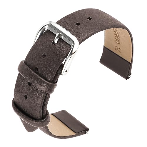 cobee Leder-Uhrenarmbänder, weiches Kalbsleder Uhrenarmband, Schnellverschluss Leder-Ersatzarmband für Männer und Frauen, Universal-Uhren-Armband, Edelstahl Verschluss Schnalle(Dunkelbraun,22mm) von cobee