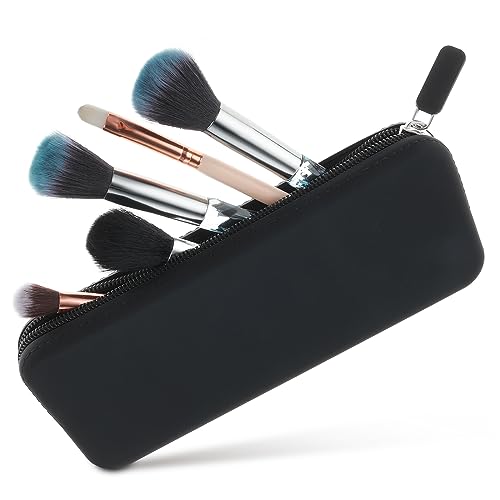 cobee Make up Pinsel Etui mit Reißverschluss, waschbarer Silikon Kosmetikpinsel Halter Reiseutensilien Etui großes Fassungsvermögen tragbare Make up Aufbewahrung Organisation für Frauen (schwarz) von Cobee