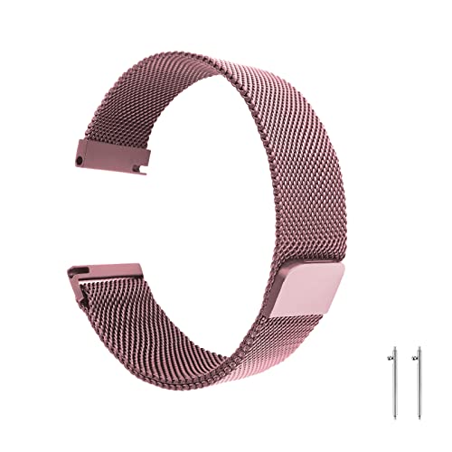 cobee Gewebtes Schnellverschluss-Uhrenarmband aus Mesh, Magnetisches Uhrenarmband aus Metall, Verstellbare Ersatzbänder aus Edelstahl mit Magnetverschluss, Armbänder für Männer Frauen (22 mm, Rosa) von cobee