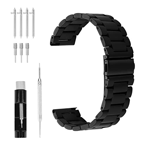 Cobee Metall Ersatz Uhrenarmbänder, Schnellverschluss Edelstahl Uhrenarmbänder für Herren, 20 mm Anstoßbreite, strapazierfähiges Armband mit 1 Federsteg + 4 Ohrstiften, 1 Uhreneinsteller + 3 Nadeln von Cobee