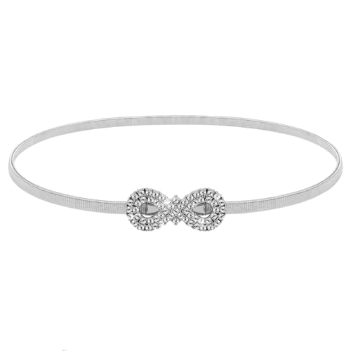 Cobee Skinny Metall elastischer Gürtel, Frauen Strass Taille Gürtel Bling Stretchy Diamant für Kleid Jeans(Silber) von Cobee